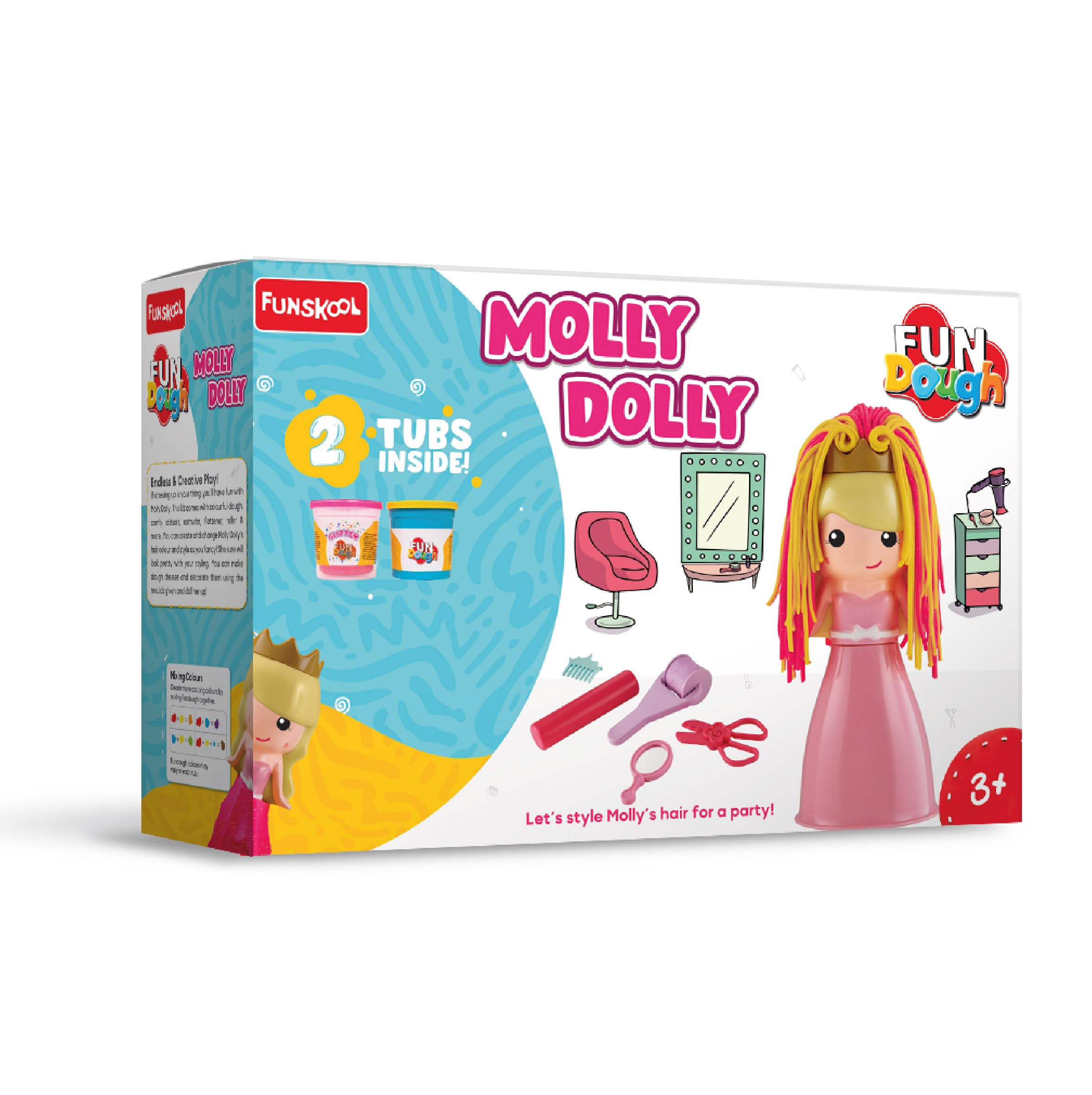 Fundough - Molly Dolly, Shaping and Sculpting, 3years +, Multi-Colour