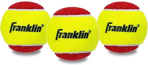 Franklin Sports Starter Tennis Balls - Beginner Tennis Balls - Pressureless Tennis Balls - Great for Training + Practice - 3 Pack Low Bounce Tennis