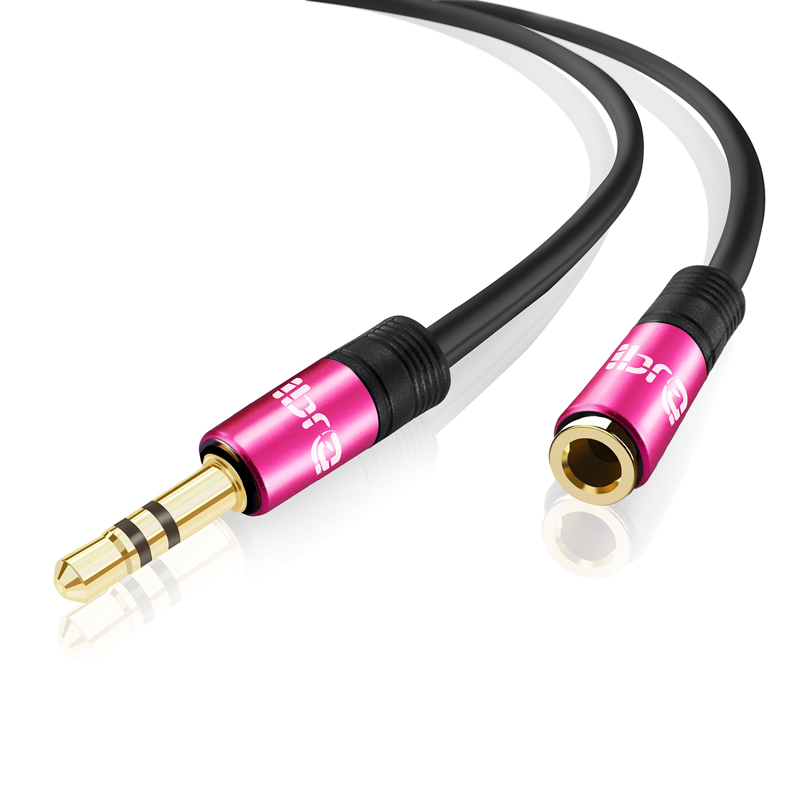 IBRA® 2m Stereo Jack Extension Cable 3.5mm Male > 3.5mm Female - Pink