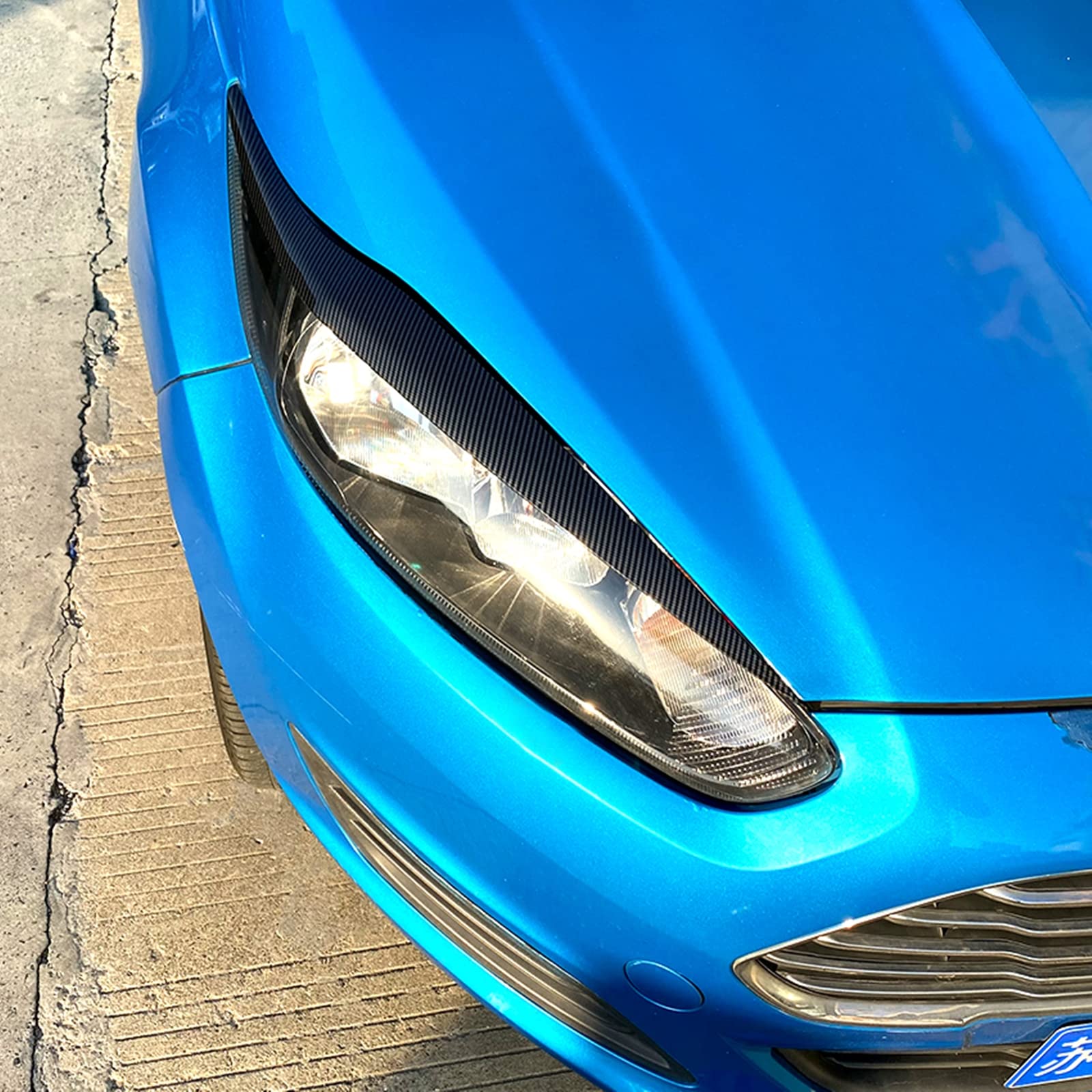 Glänzend Frontscheinwerfer Augenlid Augenbrauen Für Ford Fiesta MK6.5 2013-2017