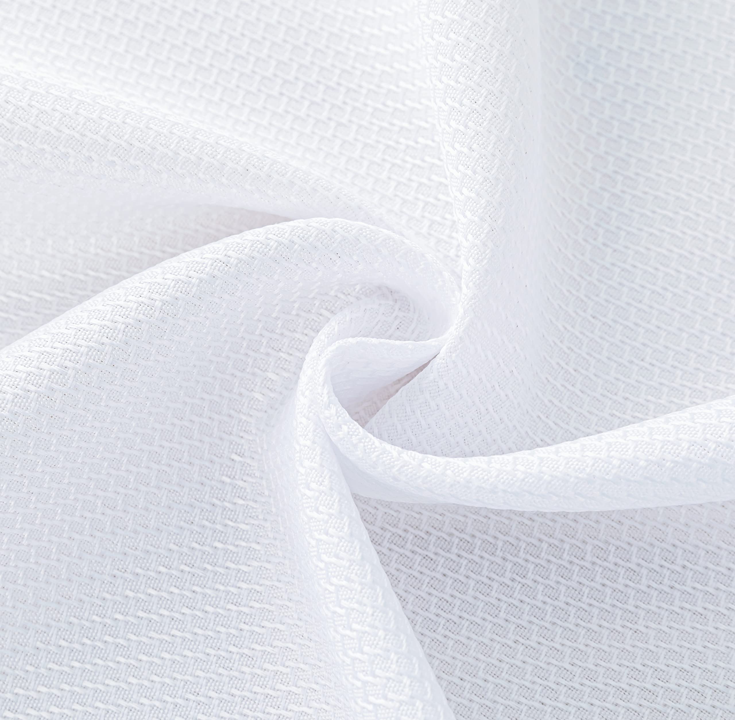Biscaynebay Textured Fabric Tablecloths 90 X 132 Inches Rectangular, White Water Resistant Tablecloths for Dining, Kitchen, Wedding and Parties etc. Machine Washable