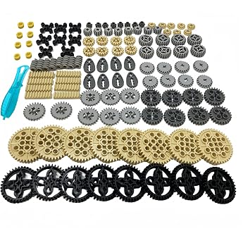 Siellmy Technic Replacement Parts Set, 120 Pieces Technology Gear Rack Technic Clamping Blocks Gears Differential Parts Brick