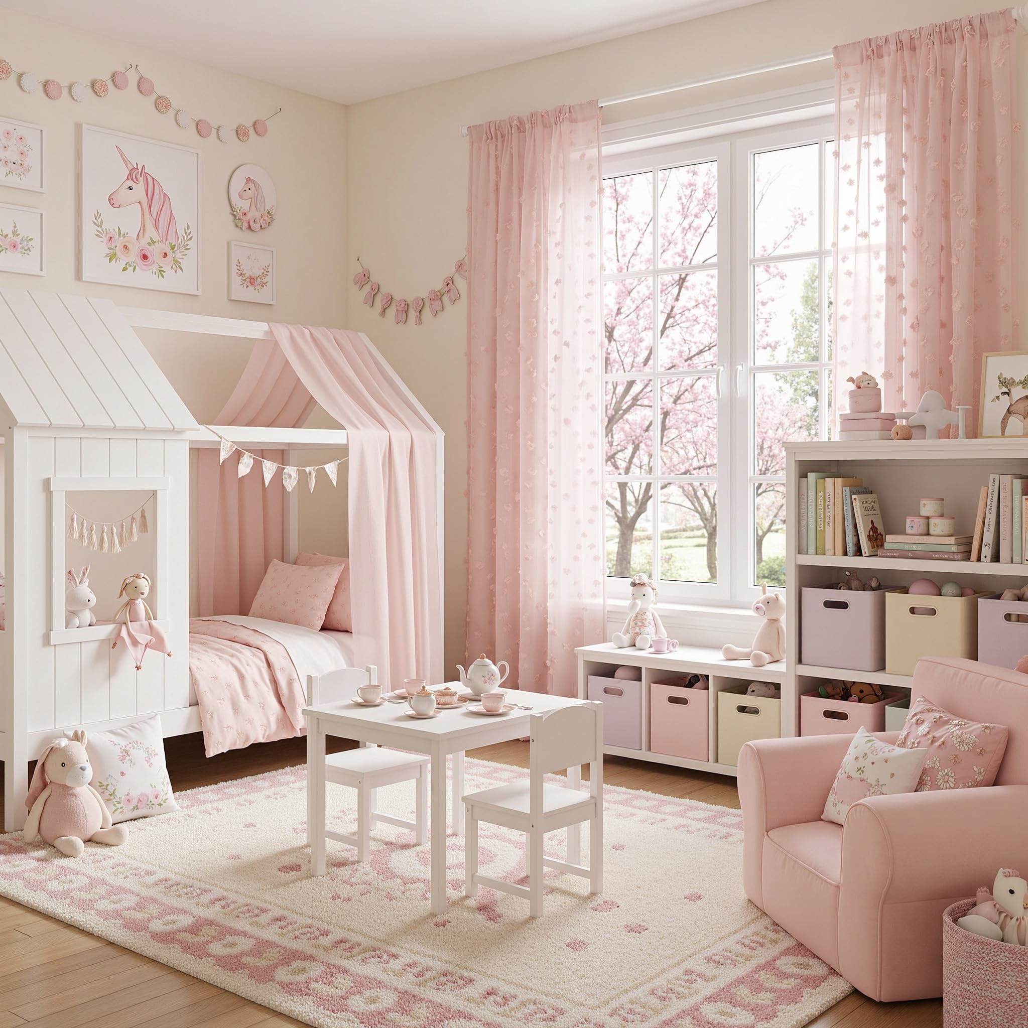 Bagaille Curtain ★ PINK Amazon.com: MYSKY HOME Pom Pom Pink Sheer Curtains for Bedroom