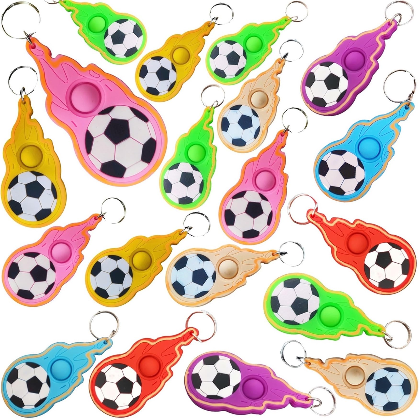 24 Packs Mini Backpack Pop Fidget Bubble Toys, Bulk Sport Classroom Students Prizes Birthday Party Favors Gifts (24 Soccer)