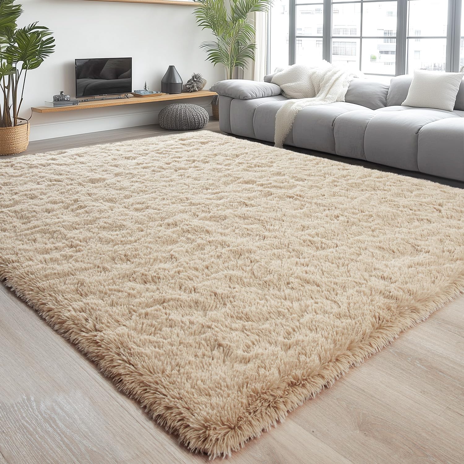 Chicrug - Soft Fluffy Area Rug for Bedroom, Living Room, 1.2 x 1.8m, Shag Furry Rugs, Non Shedding Carpet for Nursery, Kids, Girls Room, Home Decor, Camel Color