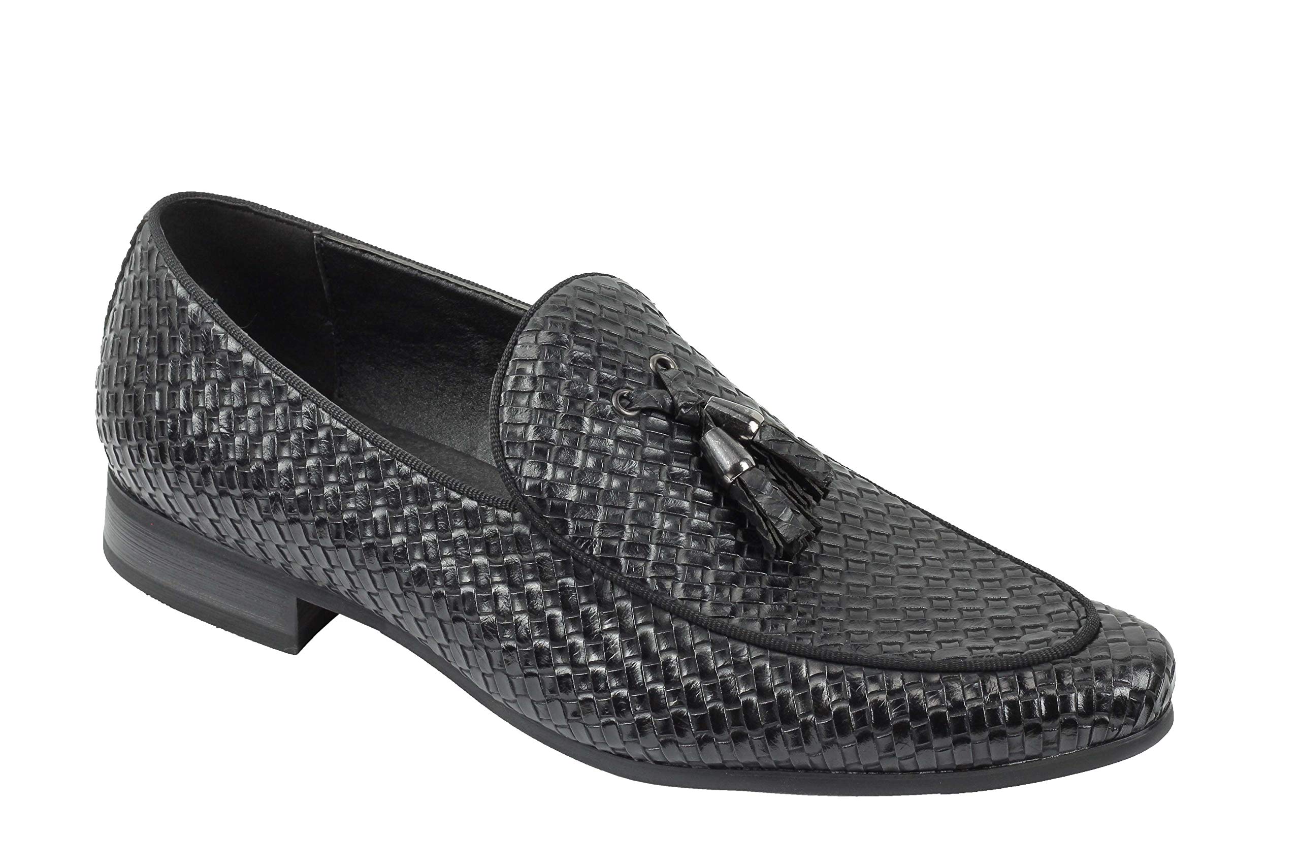 Buy Mens Vintage Woven Leather Lined Tassel Moccasin Loafers Retro