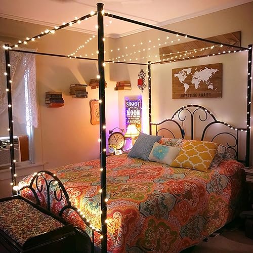 Miniatura 5 de Guirnalda de luces de alambre de cobre enchufable de 33 pies, 100 luces LED con carrete, blanco cálido