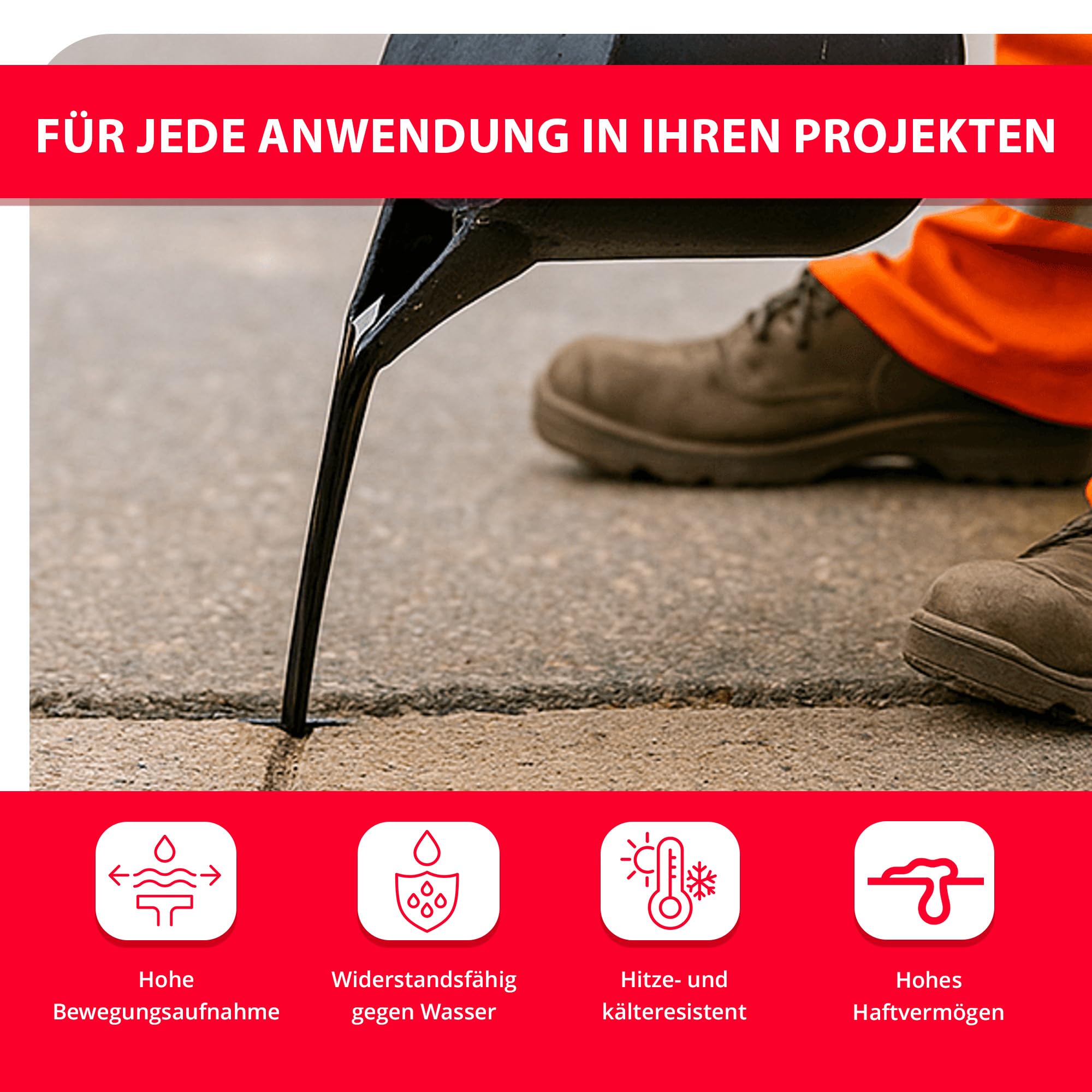 BORNIT Heißvergussmasse TL 10 kg Bitumen Dichtmasse Asphalt Rissfüller Asphalt Reparatur [polymermodifiziert] Straßen Vergussmasse elastische Fugenmasse Rissfüller für Asphalt Beton Brücke Baustelle