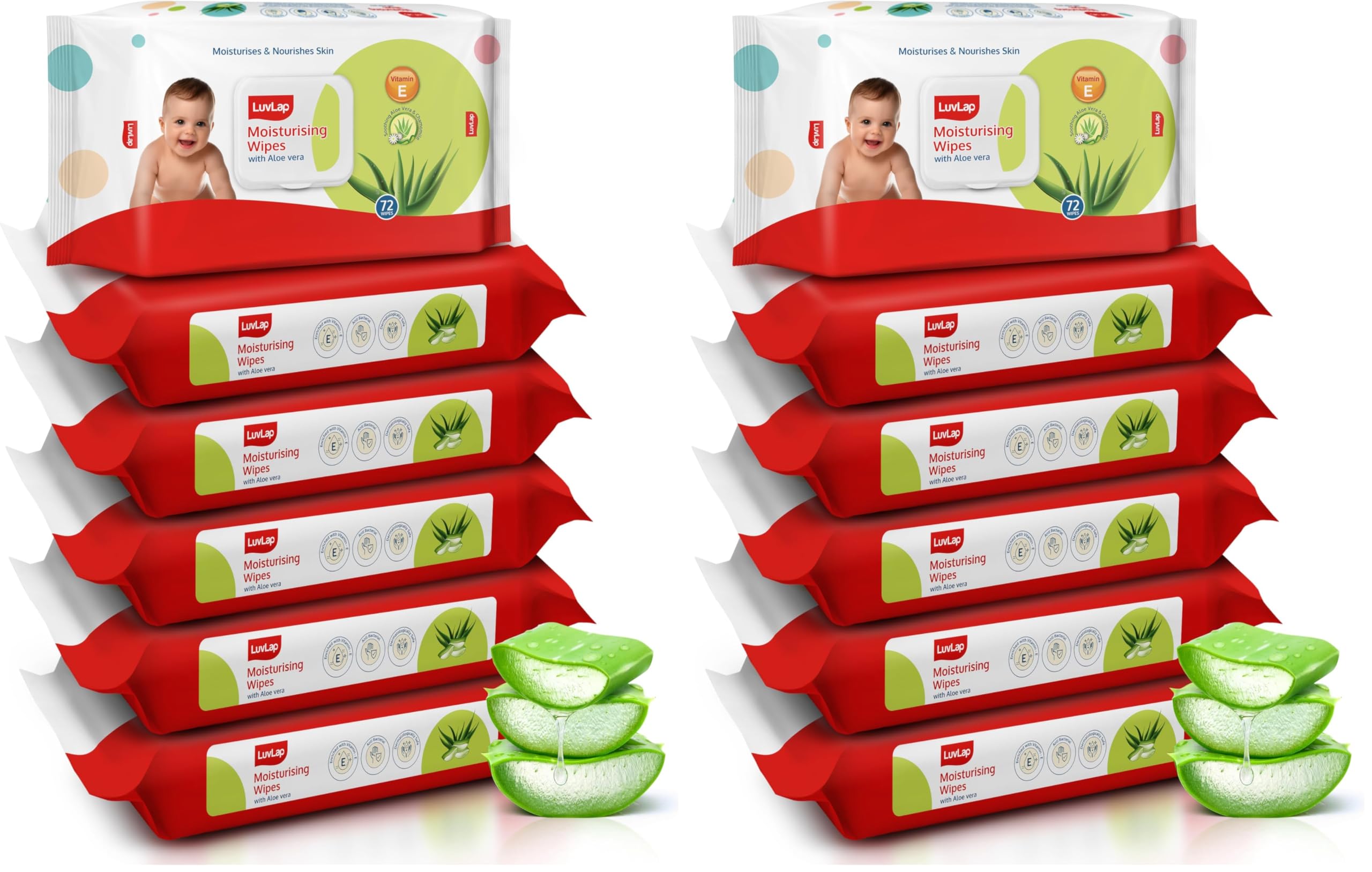 LuvLap Baby Moisturising Wipes with Aloe Vera,72 Wipes/pack, with lid, Pack of 12 Combo-image-49