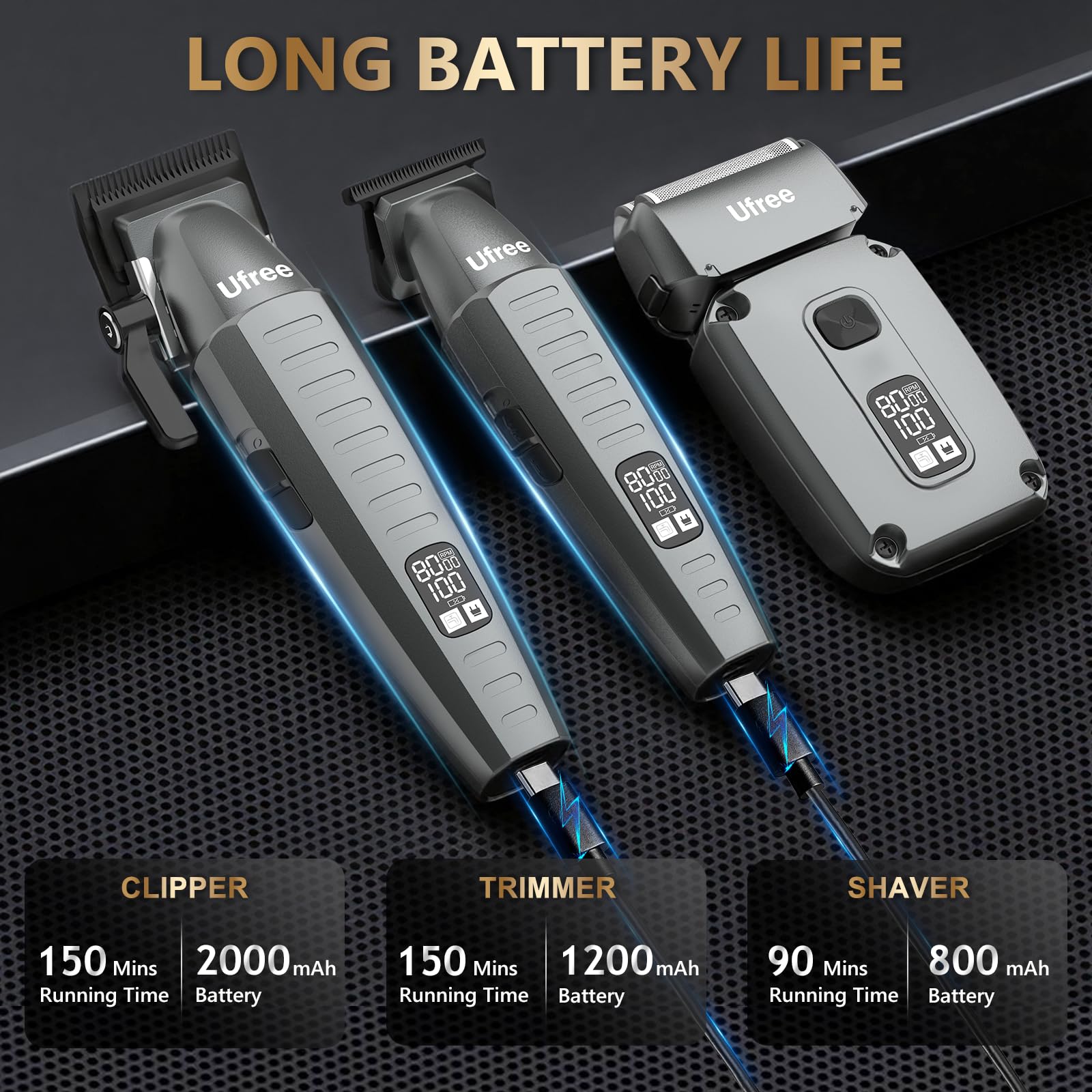 Ufree Juego de cortadoras y recortadoras de pelo para hombre, maquinilla de afeitar eléctrica