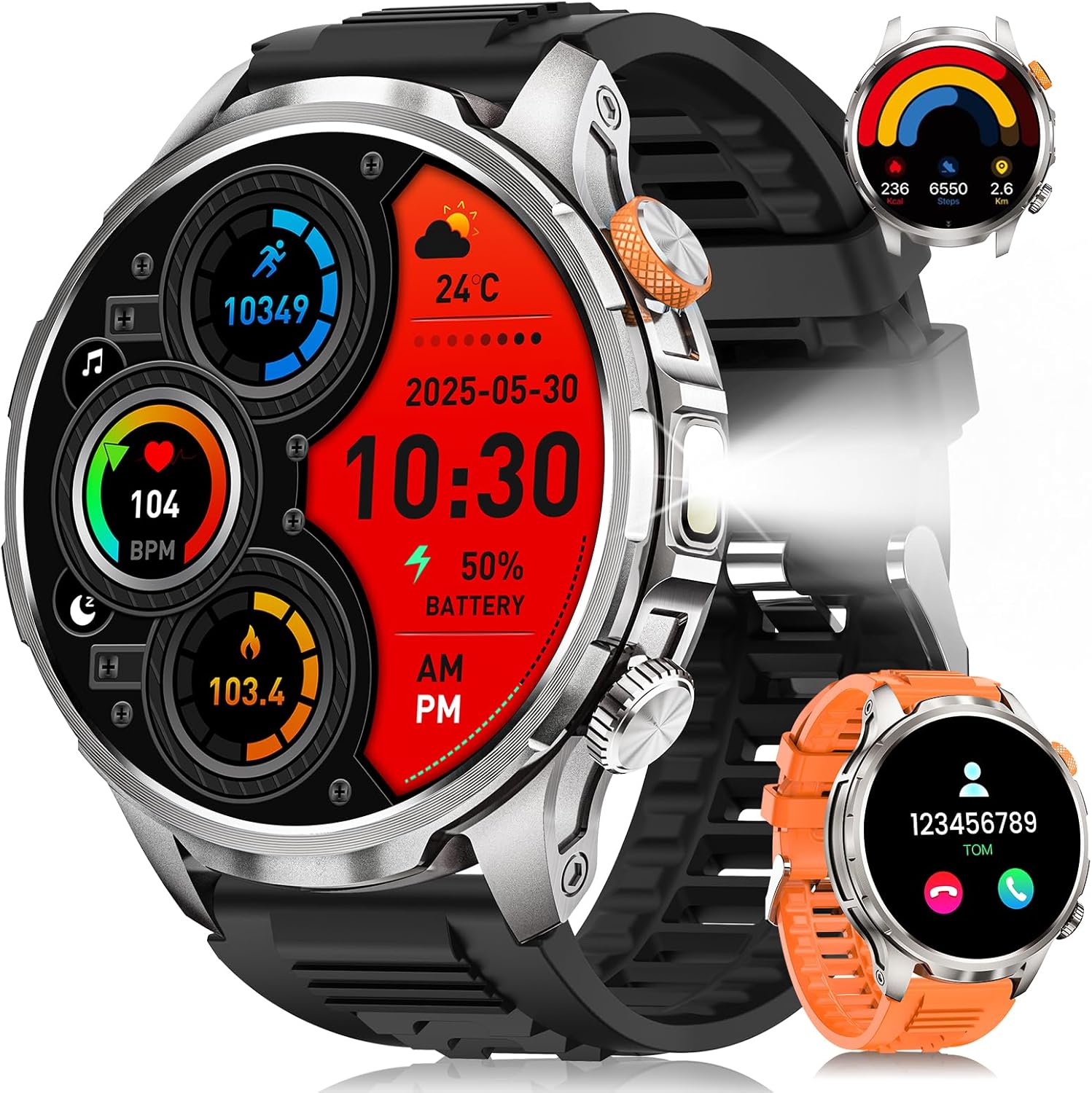 Men’s Military Smart Watch with 1000mAH/LED Flashlight, 1.91 “AMOLED Smartwatch Man with Calls, 5 AT… Men’s Military Smart Watch with 1000mAH/LED Flashlight, 1.91 “AMOLED Smartwatch Man with Calls, 5 AT…