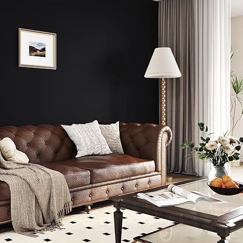 Miniatura 6 de WESTICK Papel tapiz negro para despegar y pegar, impermeable, papel adhesivo negro para paredes de gabinetes, papel adhesivo negro extraíble, papel