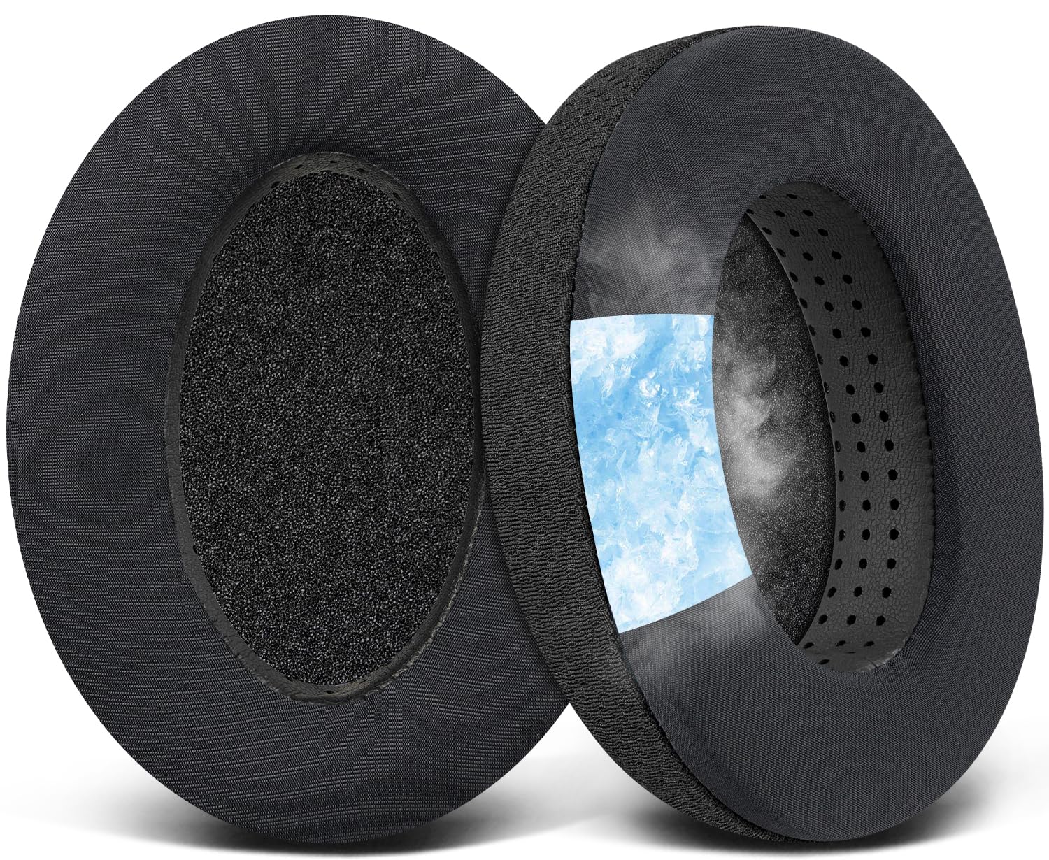 SOULWIT Cooling-Gel Earpads Cushions Replacement for Sennheiser HD650, HD660 S, HD660S2, HD600, HD6XX, HD58X, HD580, HD565, HD545, HD535 Headphones, Ear Pads with Ice Silk Fabric - Black
