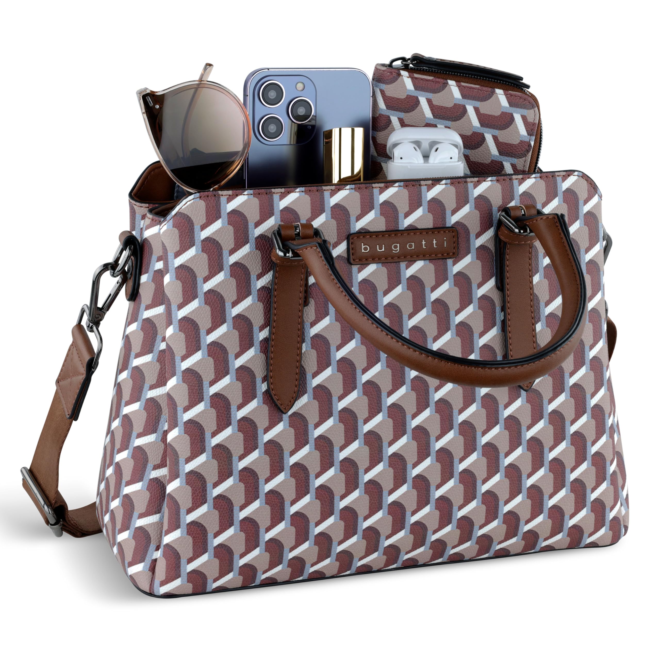bugatti Ella Borsa da donna, borsa bowling media in similpelle
