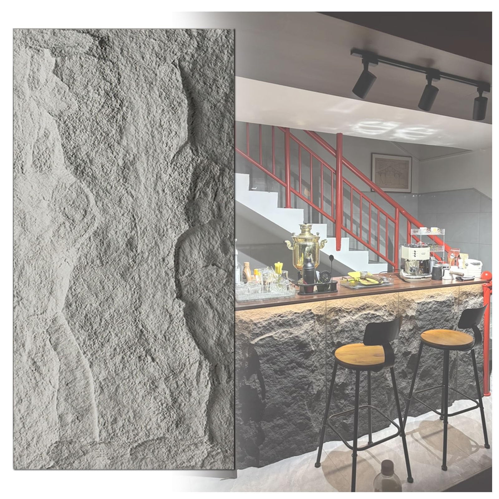 Paneles de pared de piedra sintética 3D, paneles decorativos de papel tapiz de ladrillo, revestimiento de revestimiento de aspecto de piedra sintética para decoración de pared interior (10 unidades, 3