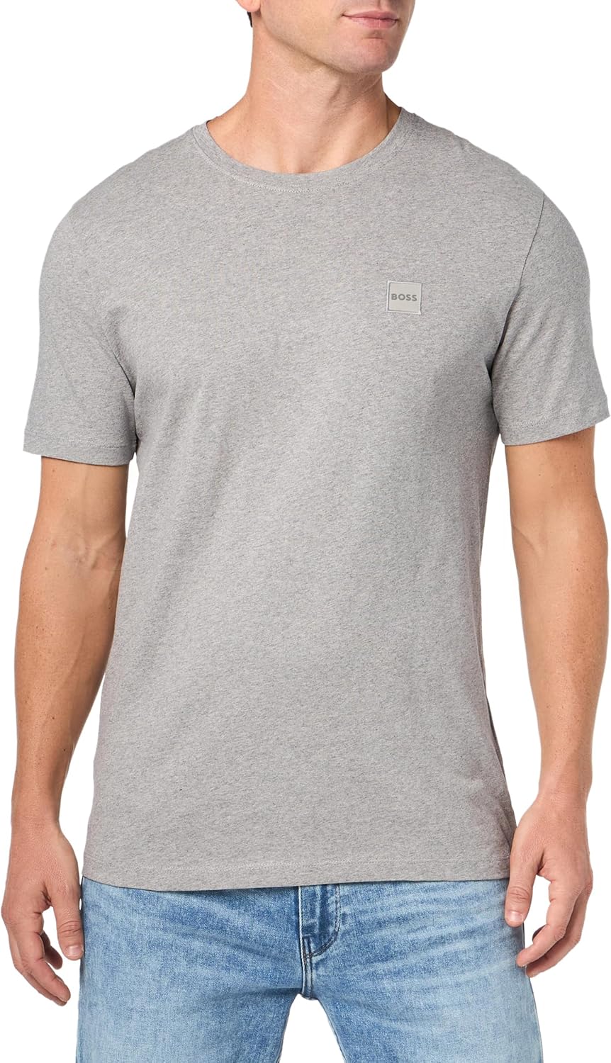 BOSS Mens Tonal Woven Patch Logo Jersey T-Shirt