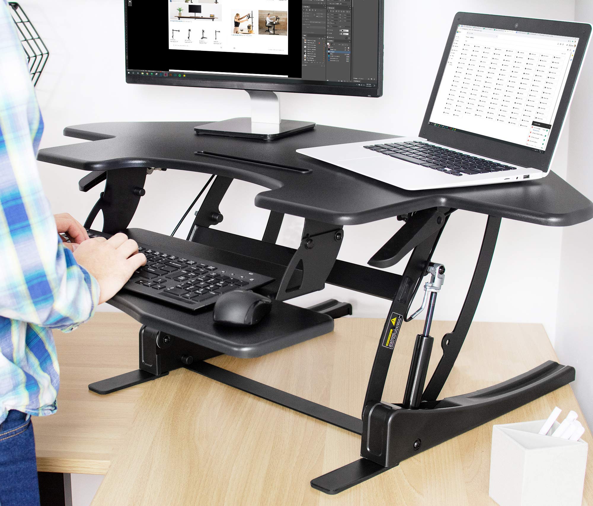 Buy VIVO Black Corner Height Adjustable 43 inch Cubicle Standing Desk