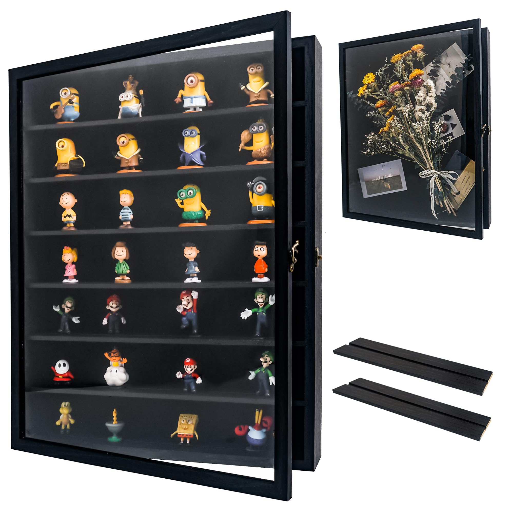 Hodeframe 16x20 Shadow Boxes Display Cases with Shelves, Black Deep Shadow Box Frame for Keepsake Collectibles, Coins Military Medals Pins Wedding