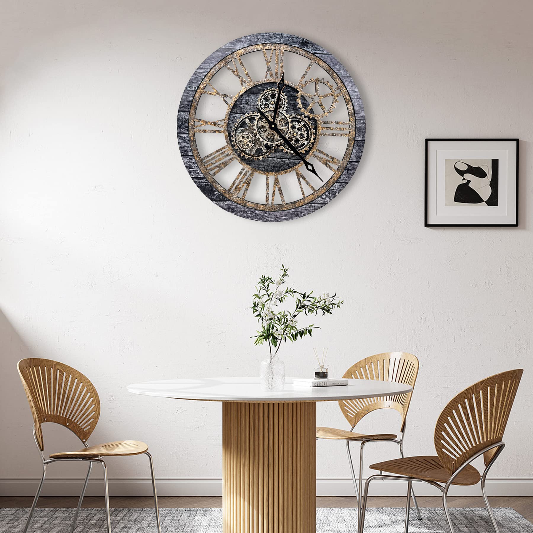 The B-Style Large Wall Clock 24 inch Moving Gear Wall Clock Oversized ...