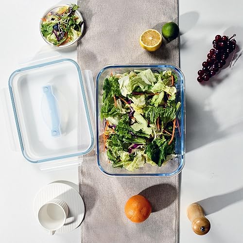 Miniatura 5 de Contenedores de almacenamiento de vidrio extra grandes de 24 tazas con tapa de bloqueo hermética con asa, recipiente grande de almacenamiento de