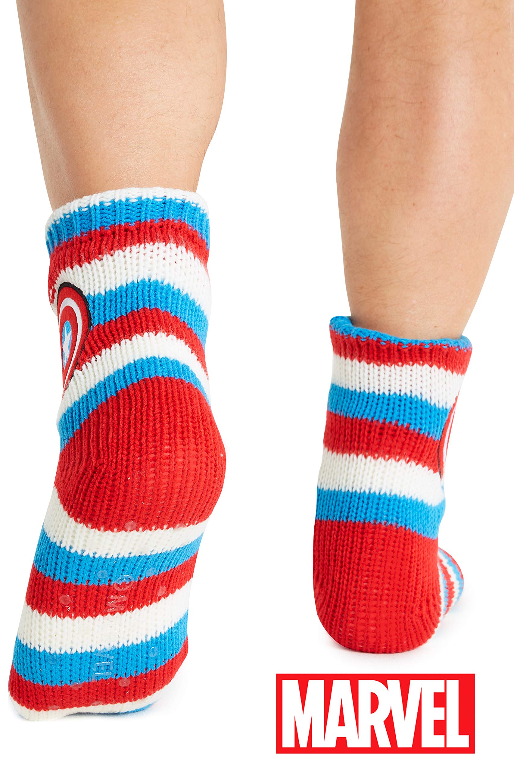 Marvel Calcetines Antideslizantes Hombre y Adolescentes, Calcetines Pantuflas con Forro Sherpa, 38-44 EU, Regalos Hombre