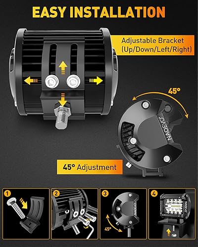 Miniatura 6 de NAOEVO Luces LED de 4 pulgadas, 240 W, 24,000 lúmenes, luces LED antinieblaconduccióntodoterreno, barra de luz LED con combo de inundación puntual,