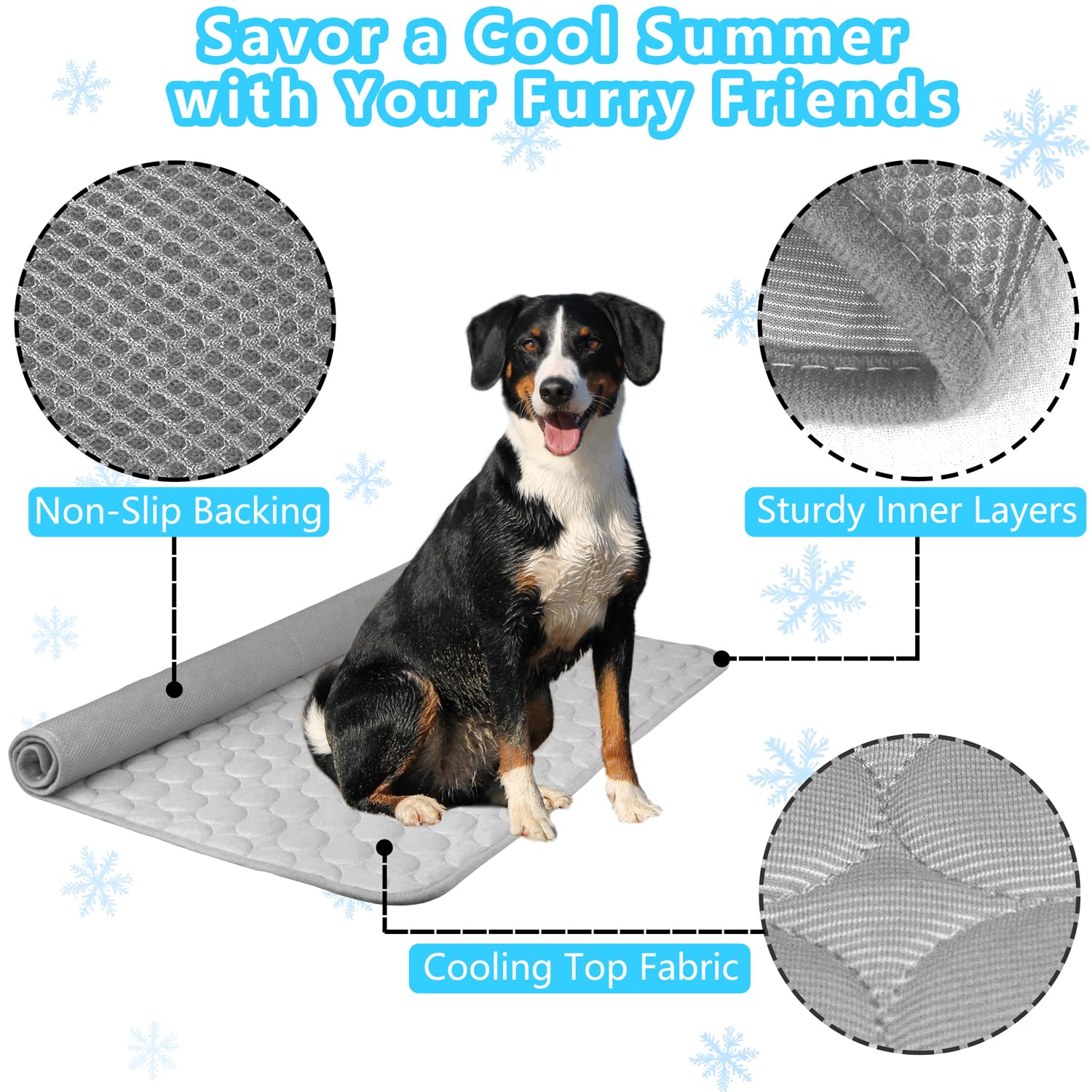 Tapis rafraîchissant pour chien - Facile à laver - Pour tous les types d'animaux de compagnie - Parfait pour une utilisation en intérieur et en extérieur, y compris les sièges de voiture - 150 x