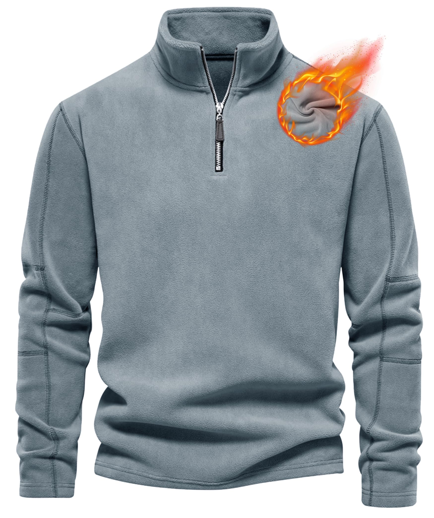 Livonmone Maglione da uomo in pile caldo, in micropile, mezza zip, per autunno e inverno