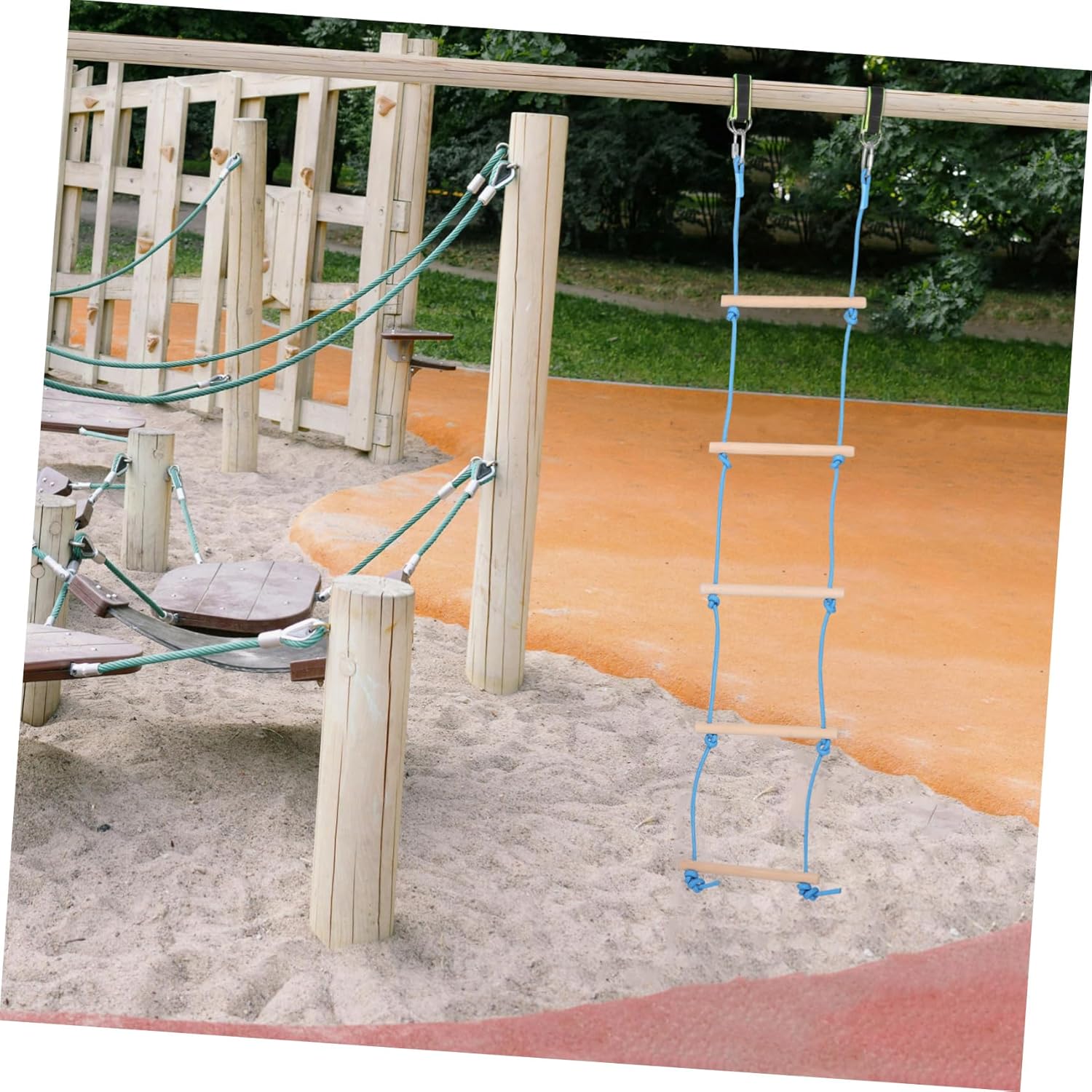 Wooden Playset Ladder 5-Step Kids Climbing Frame Accessory Indoor/Outdoor Swing Rope Ladder for Kids