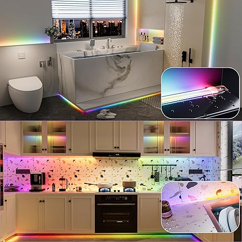 Miniatura 6 de PAUTIX Tira de luz LED RGB inteligente IC COB IP65, impermeable, direccionable, 24 pies24.6 ft, 720 LEDsm con certificación UL de 24 V, tira de luz