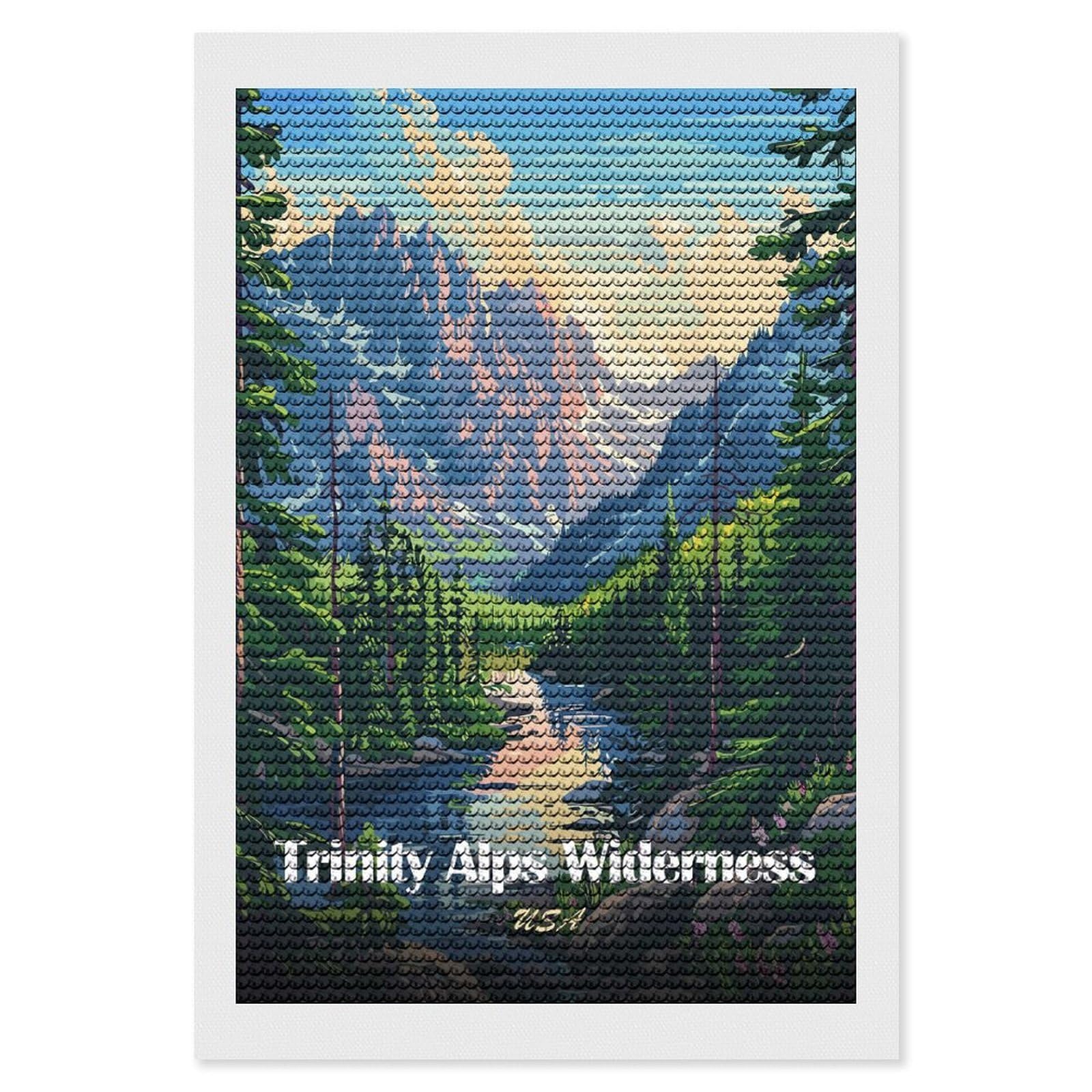 Junmoney Trinity Alps Wilderness USA Landscape Art Diamond Art Kit 8"x12", Relaxing DIY Hobby, Satisfying Creative Project, Living Room Decor, for Women