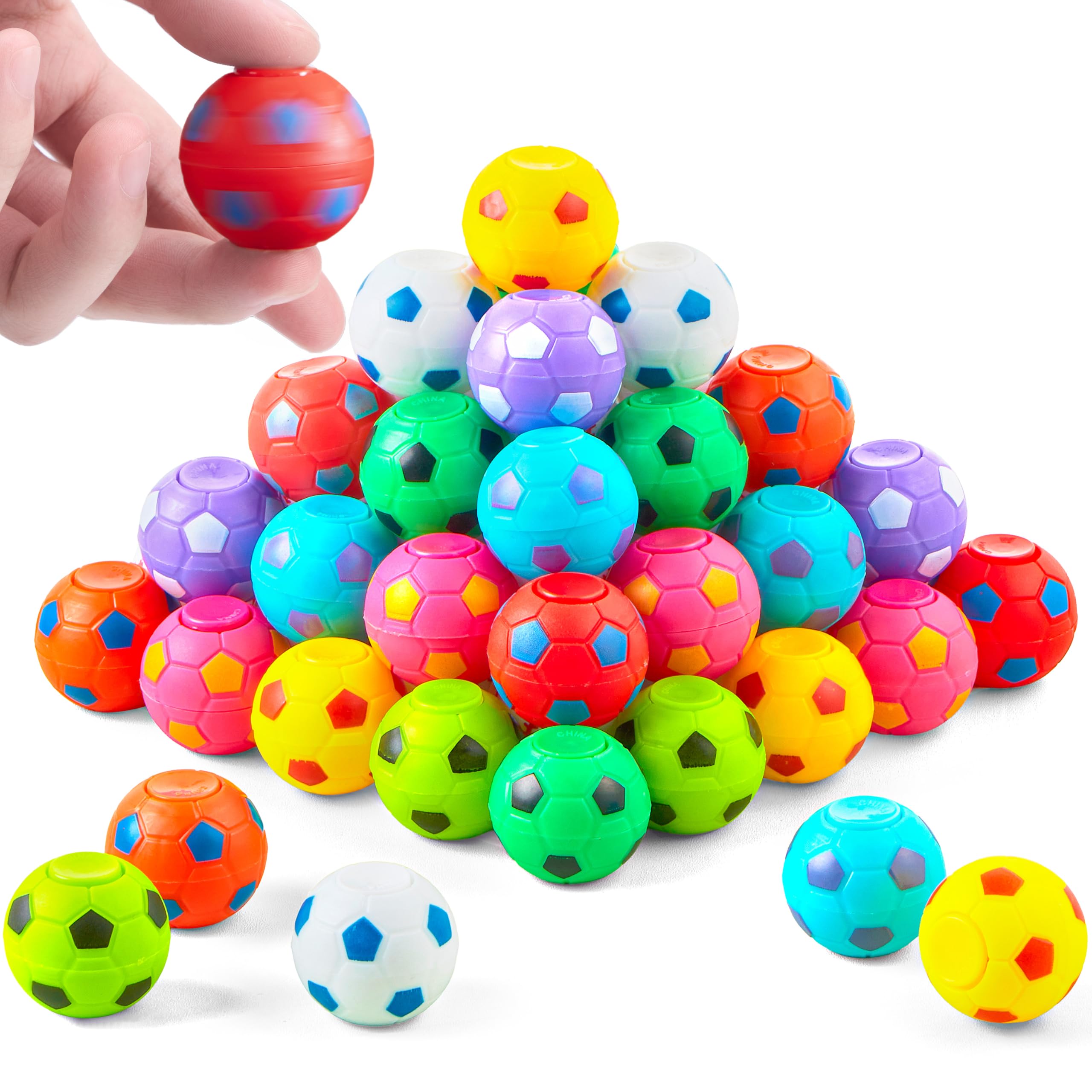 JOYIN 36 Pack Soccer Fidget Spinners for Kids, Soccer Party Favors, Fidget Toys Bulk, Stress Balls, Goodie Bag Stuffers for Birthday Party Valentine, Treasure Box for Classroom