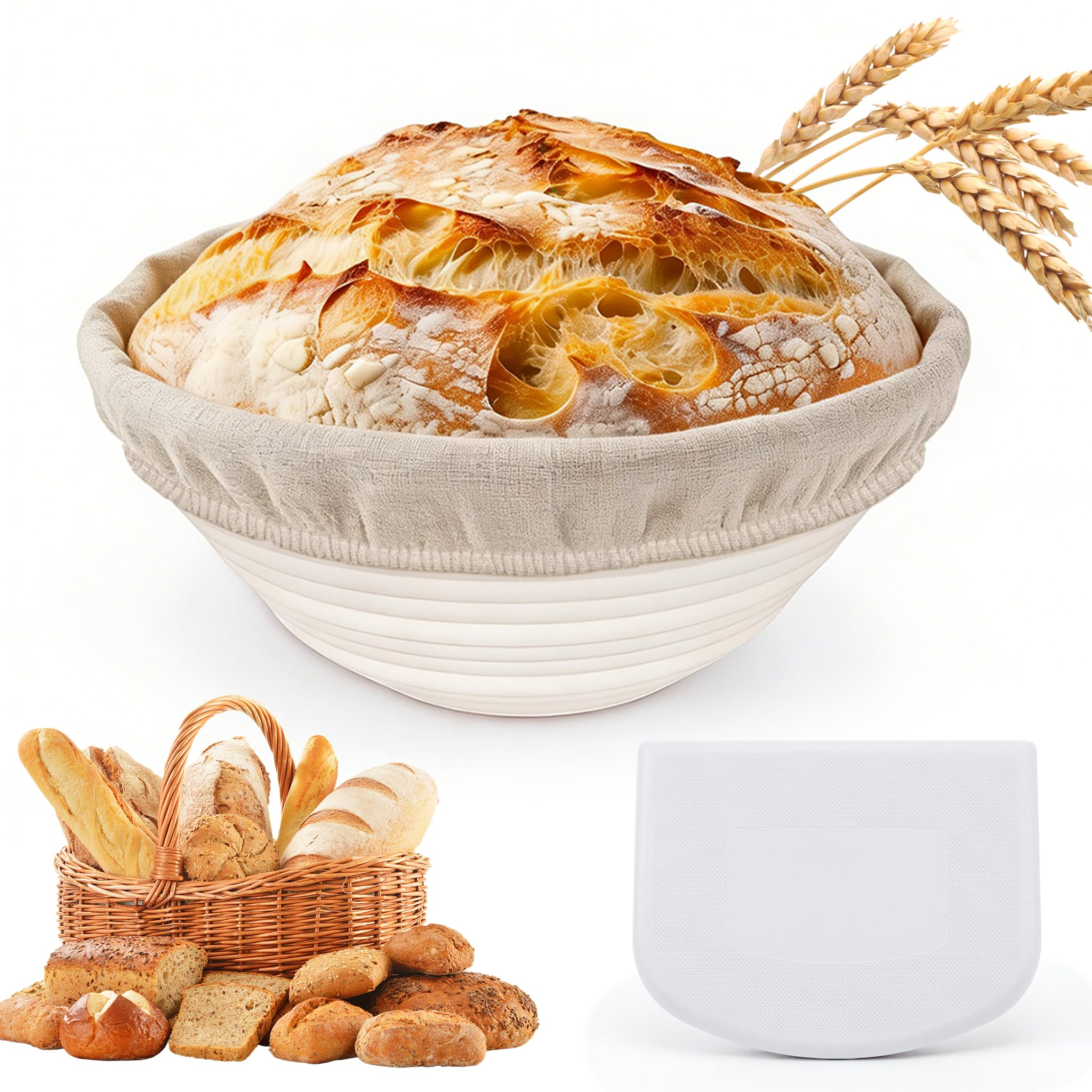 FIVAVA Brot Gärkorb Set für Professionelle Bäcker und Backbegeisterte