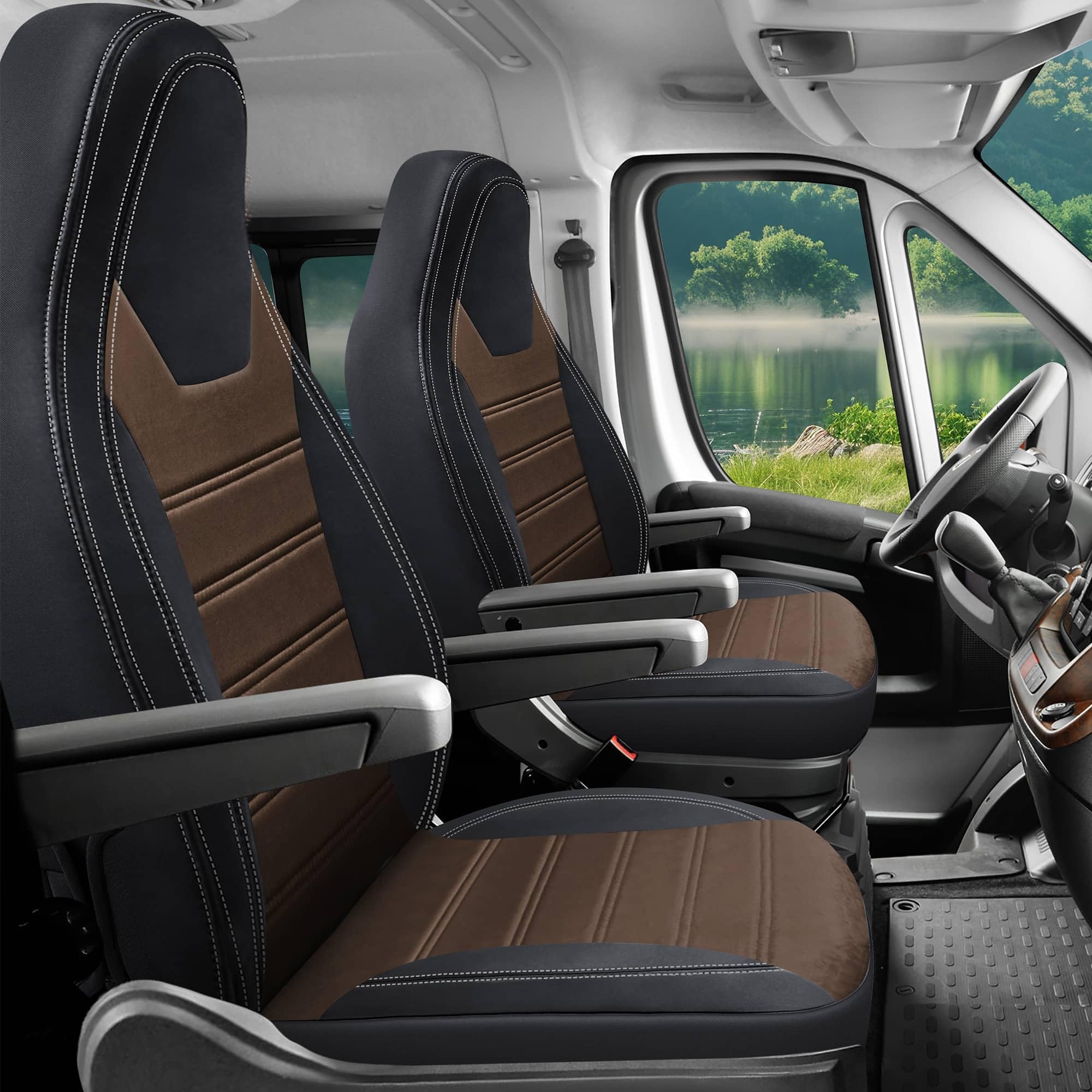 Wohnmobil Sitzbezüge & Schonbezüge für FIAT Ducato, Citroën Jumper & Peugeot Boxer | Passgenaue Vordersitzbezüge HW12 | Teilintegriert, Kastenwagen & Alkoven | Sitzbezug Fahrer & Beifahrersitz