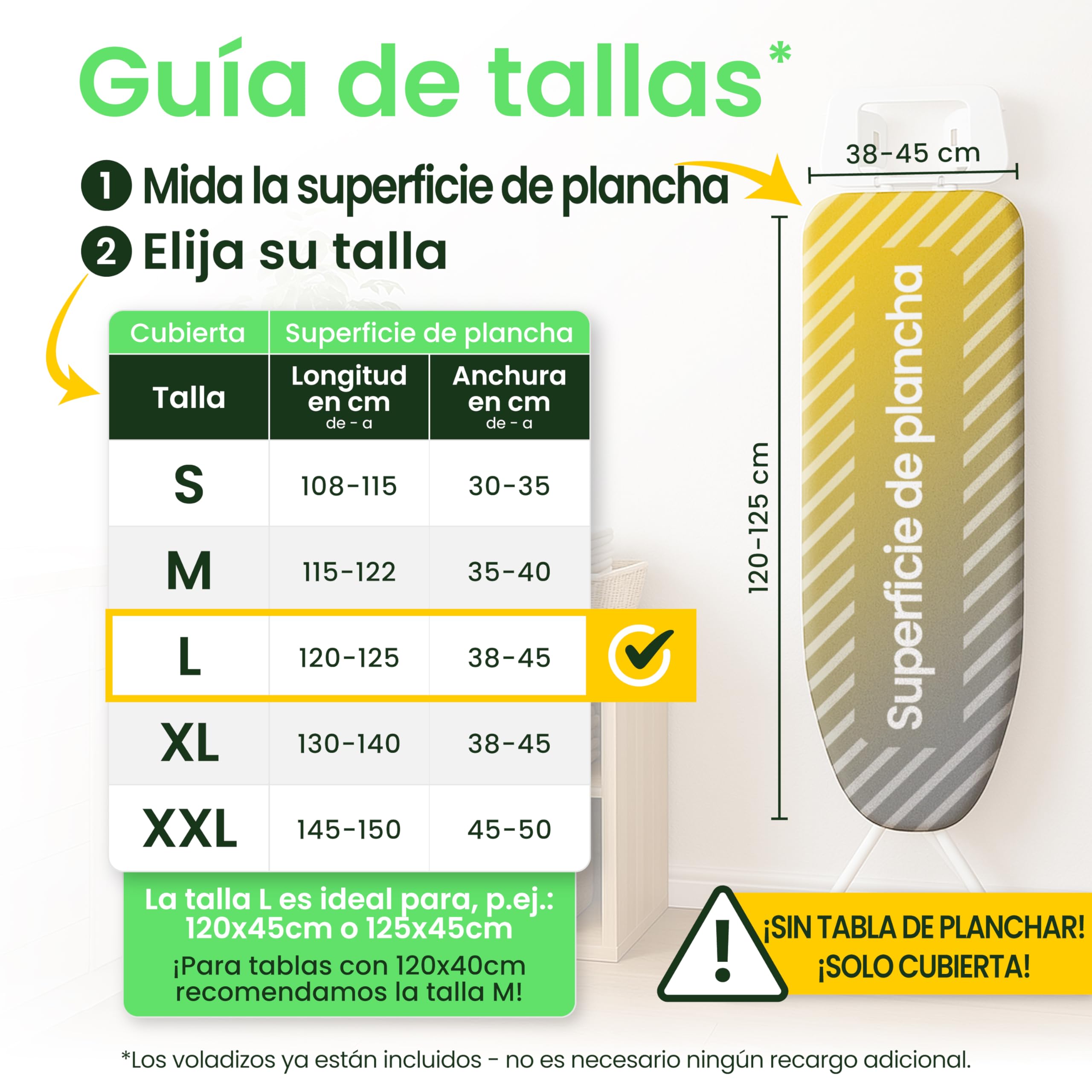 SimplySmooth Funda Premium 125x45 cm | Oeko-Tex 100 Relleno cómodo | para Tablas de 120-125x38-45 cm | Talla L - 2
