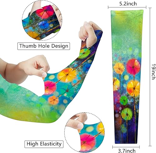 Miniatura 10 de Mangas de jardín para mujer, estilo bohemio, con agujeros para el pulgar, protección solar UV, mangas para los brazos para mujer