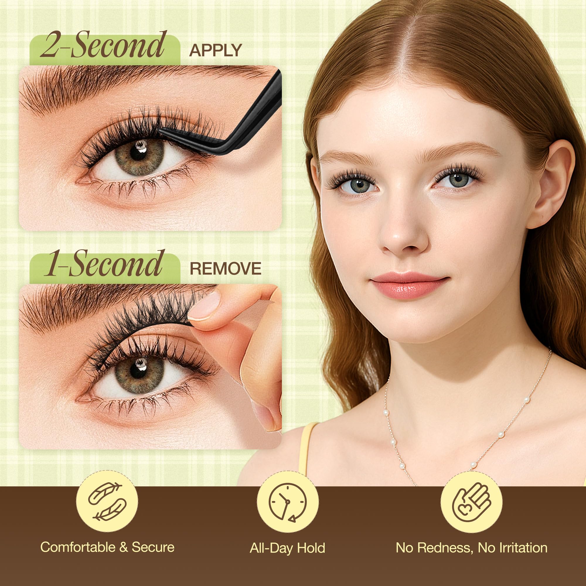 LASHVIEW Self Adhesive Eyelashes Natural Look Press On Lashes No Glue Need Eyelashes Reusable Cat Eye Wispy Self-adhesive False Lashes with Replacement Adhesive Strips 5 Pairs(CV122)
