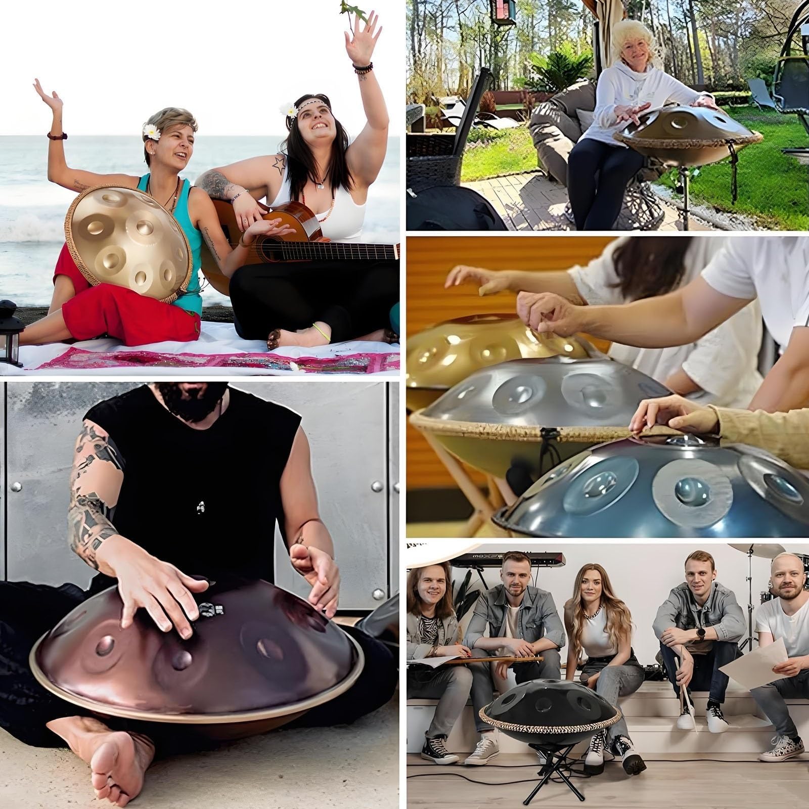432 Hz/440 Hz ręczny bęben, D moll 56 cm instrument perkusyjny ze statywem perkusyjnym, stalowe bębny językowe, zestaw instrumentów stalowych, do medytacji, jogi, uzdrawiania dźwiękiem (B, 12 nut (440