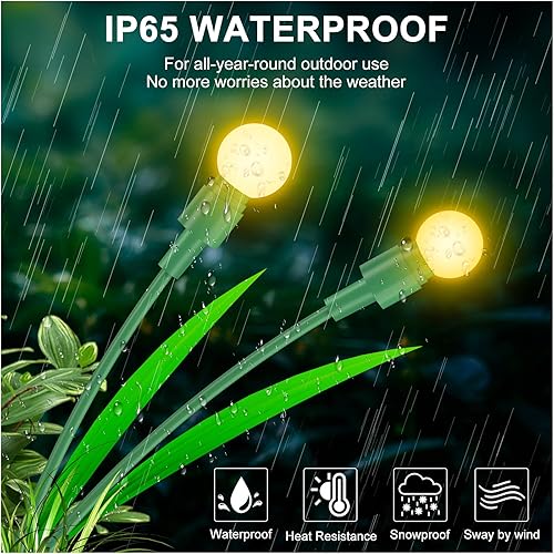 Miniatura 2 de Paquete de 4 luces solares de jardín, 10 luces LED RGB alimentadas por energía solar, luces solares impermeables para exteriores, luces solares de