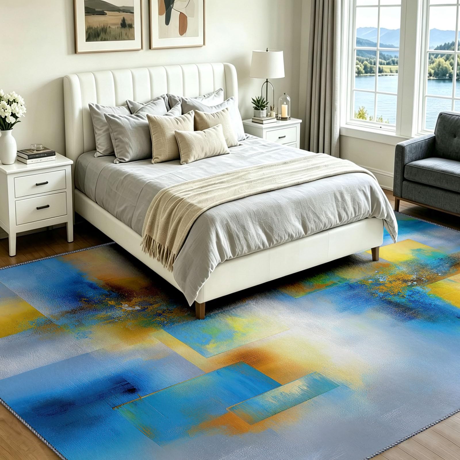 Tapis Poil Ras Salon Moderne Apaisant Doux Moquette Chambre 120 x 170 cm