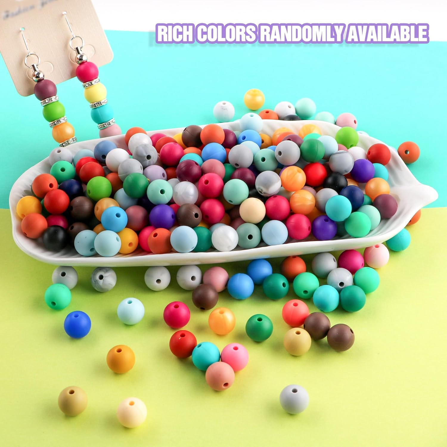 Sunrony Mixed Color Random 160PCS 12mm Silicone Beads for Keychain Making, Multicolor Round Silicone Beads for Pens and Necklace Bracelet Crafts Making - Image 3