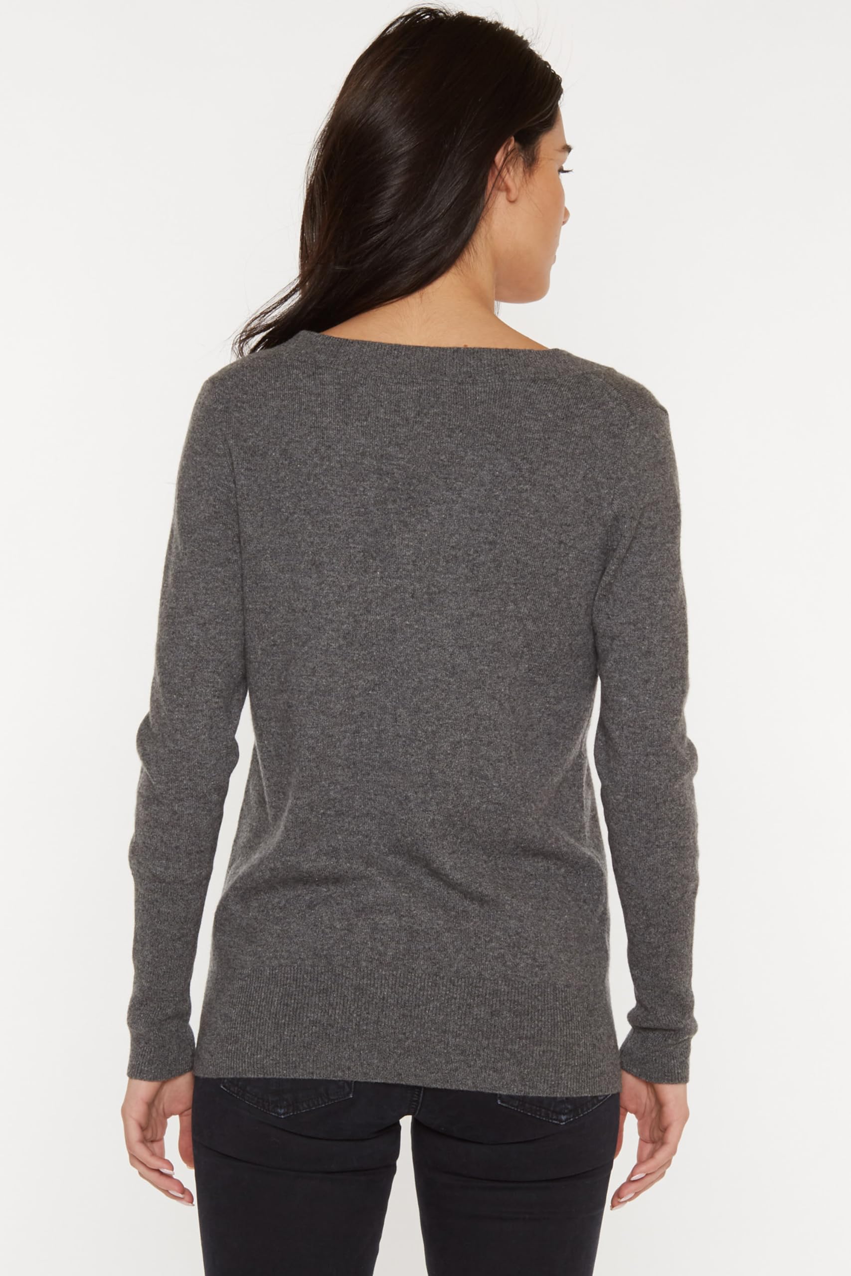 JENNIE LIU Damen-Pullover Aus Reinem Kaschmir Mit Langen Ärmeln Und V-Ausschnitt