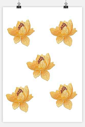 Miniatura 8 de Liveish Apliques de bordado multicolor de flor de loto de 3.1 x 3.1 in, 5 parches de flores para planchar, parches de loto para planchar en