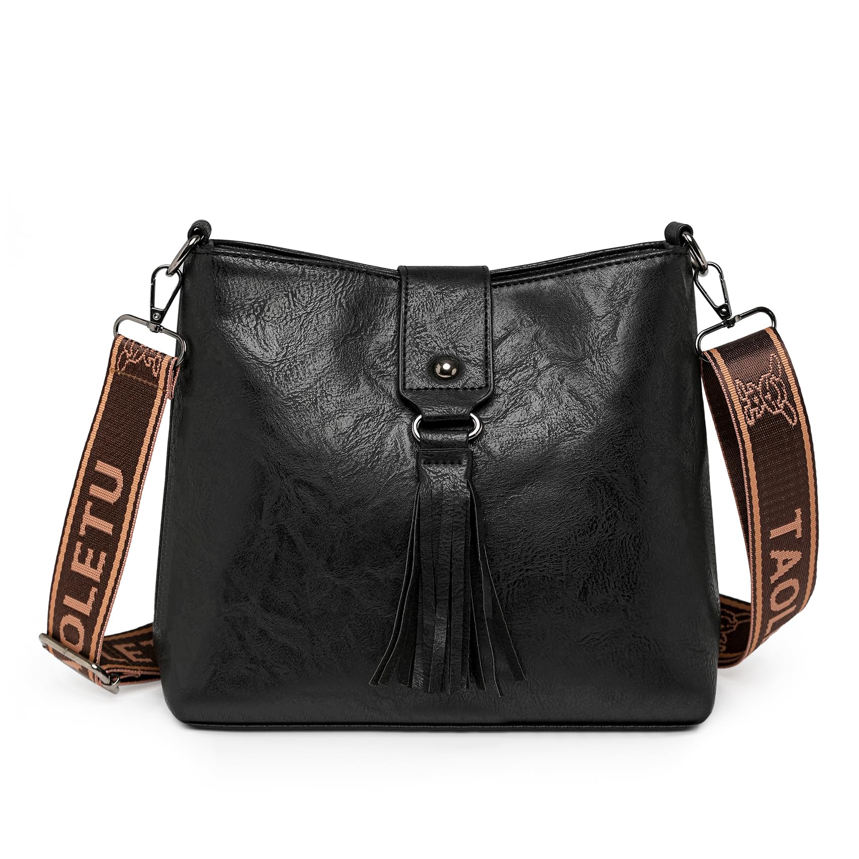 Umhängetasche Damen Mittelgroß Handtasche Mädchen Klein Crossbody Bag PU Leder Crossbags mit Breitem Abnehmbar Gurt