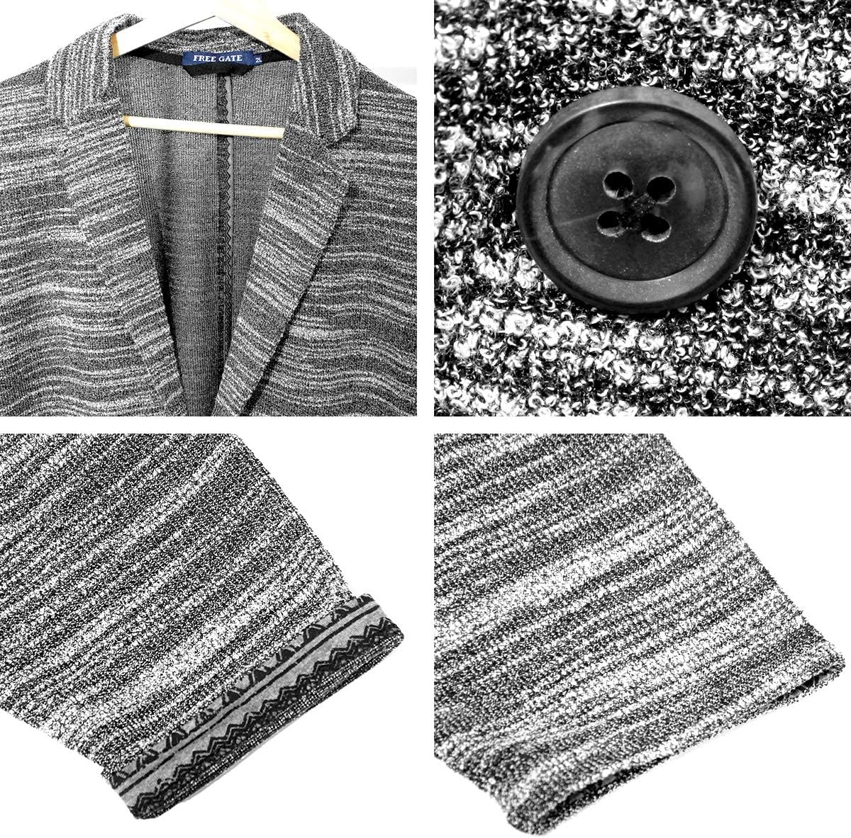 [ワン カラーズ] テーラードジャケット メンズ 大きいサイズ 七分袖 スラブ サマーニット 薄手 ジャガード柄 切替 ジャケット