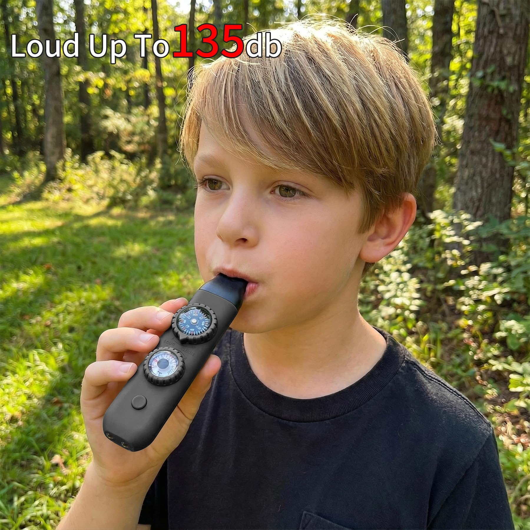 Multifunktionale Survival-Notfallpfeife für Kinder mit Kompass, Wandern, Überleben, Thermometer und Umhängeband, Notfall-Sicherheitsausrüstung für Wandern, Camping, Kajak, Bootfahren, Klettern