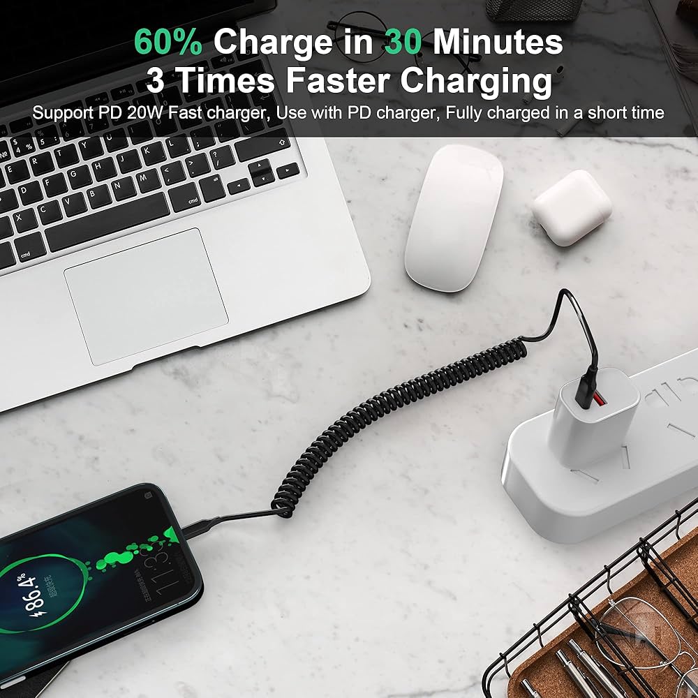 Amazon.com: Arkidyn Coiled USB-C to Lightning Cable, MFi