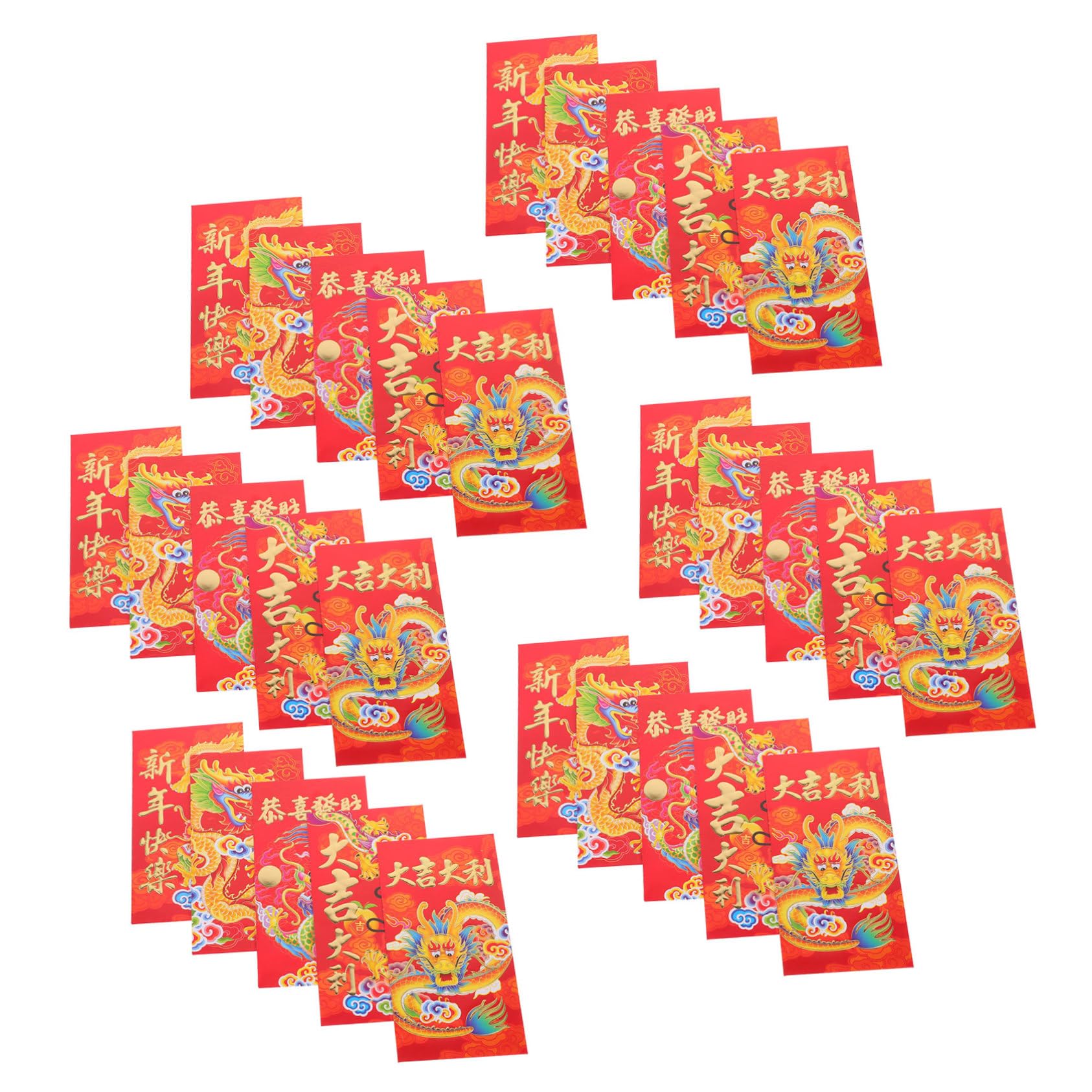 Operitacx 10 Ensembles Enveloppe Rouge Enveloppe D'argent Rouge Paquets De Papier Dragon Plaine present Boom Portefeuille Paquet Créatif De Papier 30 Pièces * 10