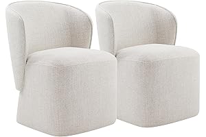 Upholstered Dining Chairs with Casters - Set of 2 Linen Accent Chairs...