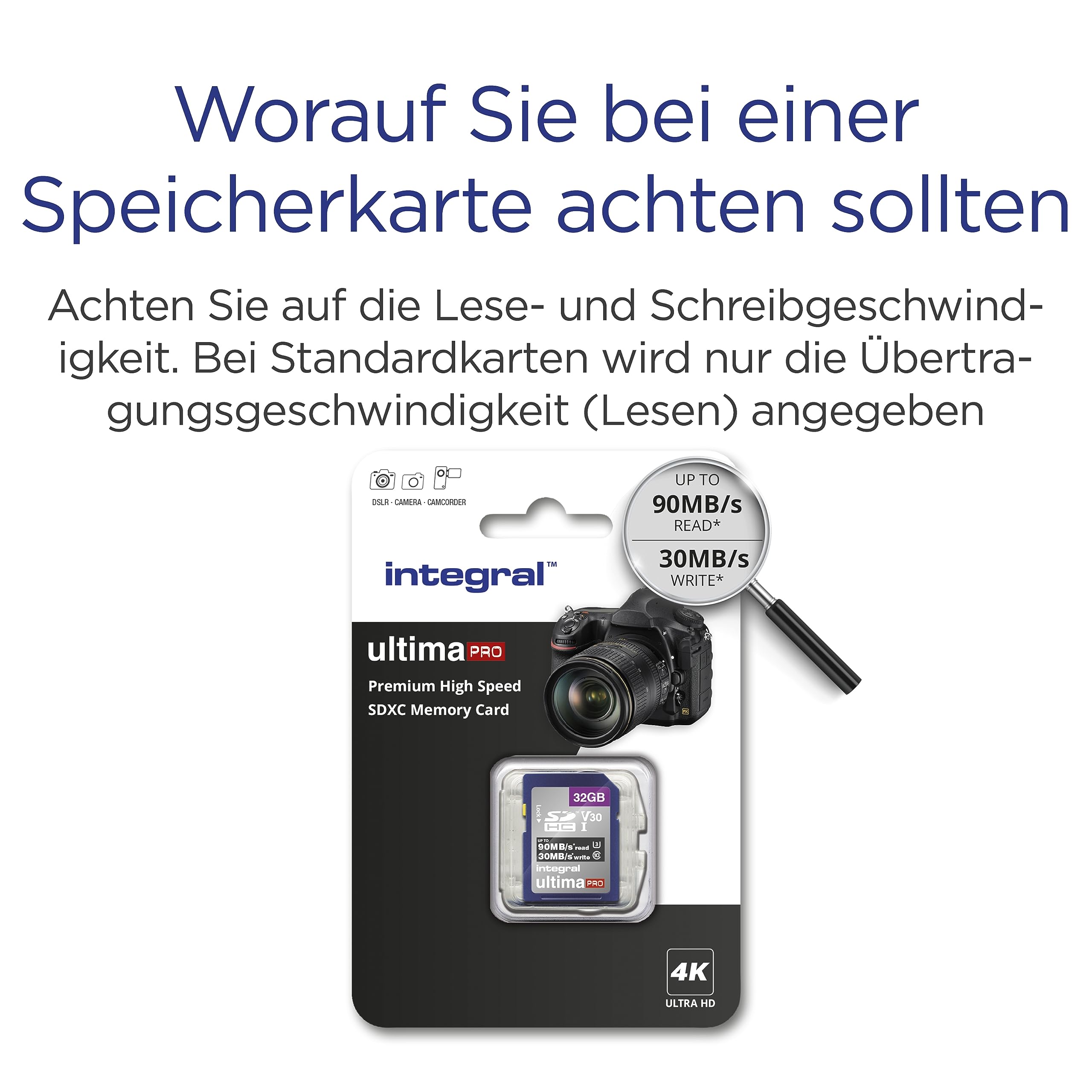 Integral SD KarteB mit 6 Slot SD Kartenhalter Metall - 4K Ultra-HD Video Premium High Speed 90MB/s Lesen und 30MB/s Schreiben - SDHC V30 UHS-I U3 Class 10 SD Speicherkarte 5 Pack 32G – Bild 5